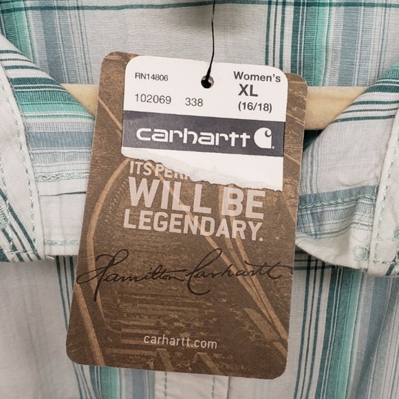 Carhartt White and Green Plaid Shirt - Picture 7 of 8